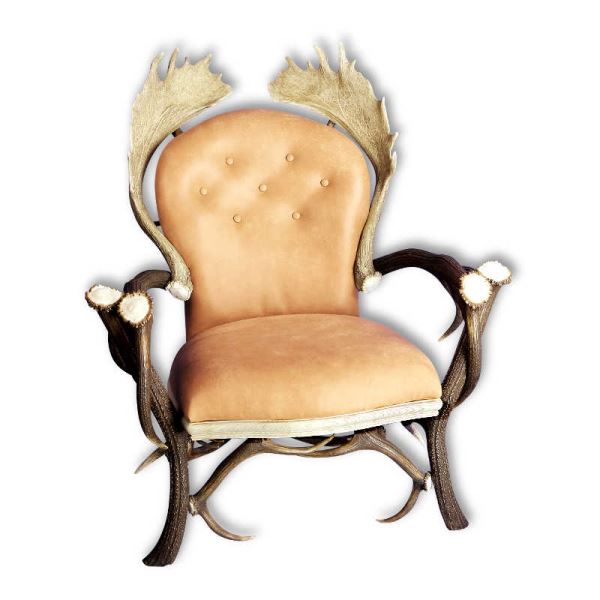 Sillon con real cuernos de ciervo y gamo. M: 90x80cm x H 120cm 111105